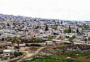 Kobane in Syria before the bombing of the city