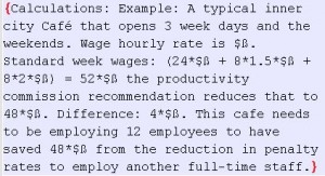 Example calculation of the mathematical Savings in Penalty rate changes.