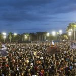 Thousands of people gather at Revolution Square Antonio Maceo during a public tribute to late Cuban leader Fidel Castro in, Santiago de Cuba, Cuba, 03 December 2016. 